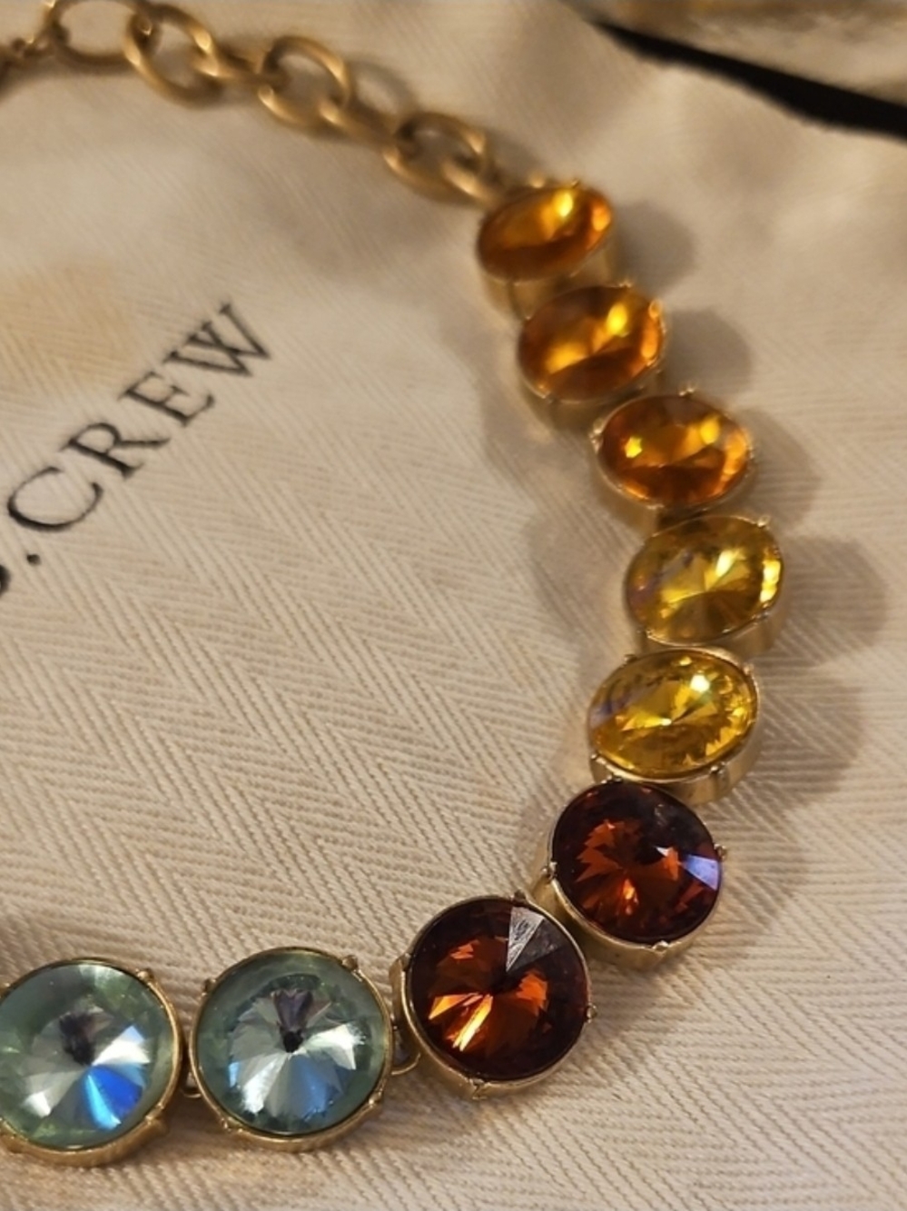 J. Crew Multicolor Glass Stone Gold Link Necklace - Picture 3 of 7